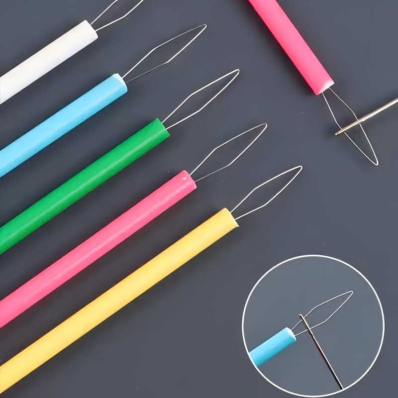 5pcs colorful plastic threaders cylindrical threader set diy sewing accessories sewing machine thread assistant easy threading tool beading needle helper needle threading device for seniors