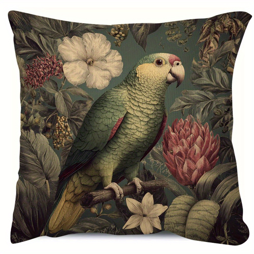 TEMU 1pc Vintage Decorative Pillow Cover - 18x18 Inch, Double-sided Short Plush With Zipper Closure, Hand Wash Only, Sofa, Living Room, Bedroom,