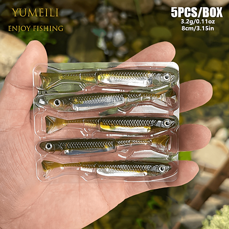 E-shop 5 Stück Hochwertige Eingebaute Lange Reflektierende Schimmernde Transparente Softbait – Realistisches Spritzlackiertes Fischschuppen Tattoo,