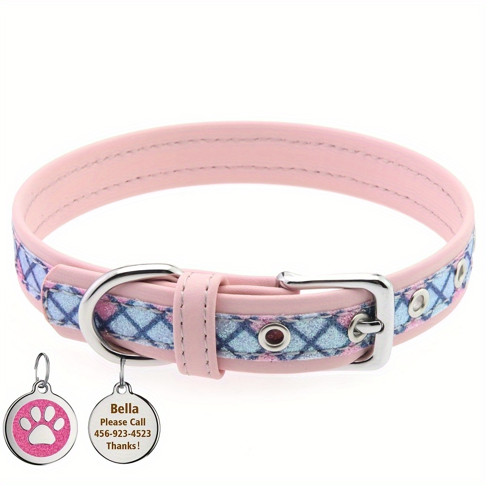 TEMU Personalized Collar - Custom Name/phone/message, Adjustable Safety Strap Anti-choking, With Bella's Phone - - For Small/medium Pets - - - Id Tag