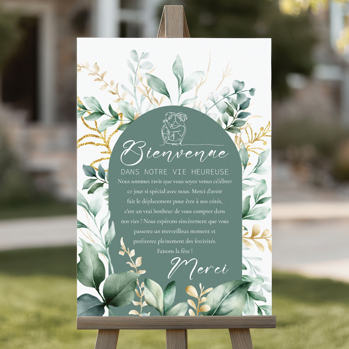 TEMU 1 Panneau d'accueil de mariage français en bois de style bohème ( dans ) - Avec des accents élégants de fleurs et de ; Support non ; Convient