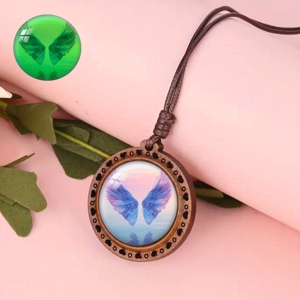 Glow-in-the-Dark Wing Pendant Necklace, Vintage Style