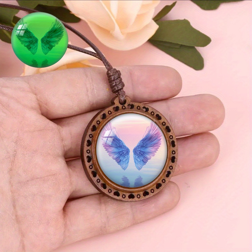 Glow-in-the-Dark Wing Pendant Necklace, Vintage Style