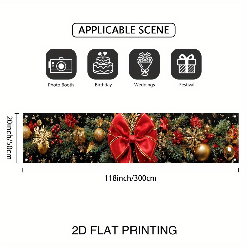 TEMU 2d Flat, 2d Flat - 2d Flat, 2d Flat - 2d Flat 1pc 2d Flags Christmas Christmas Elegant Flag For Events And Garden Decor | Polyester Fabric With