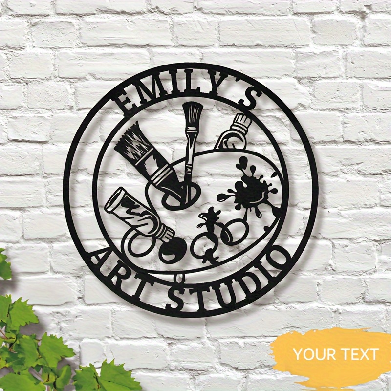 TEMU Studio Iron Wall Plaque, Personalized Artist Name And Tool Design, Vintage Style, For Artist, Teacher, Mother's Day, Non-food Contact