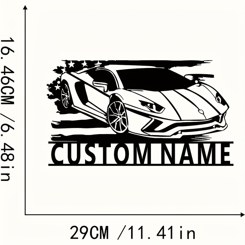 TEMU Personalized Name Custom Muscle Car Metal Wall Art - Black Iron Indoor/outdoor Decor, Art Housewarming Gift, No Battery Required, Durable Metal