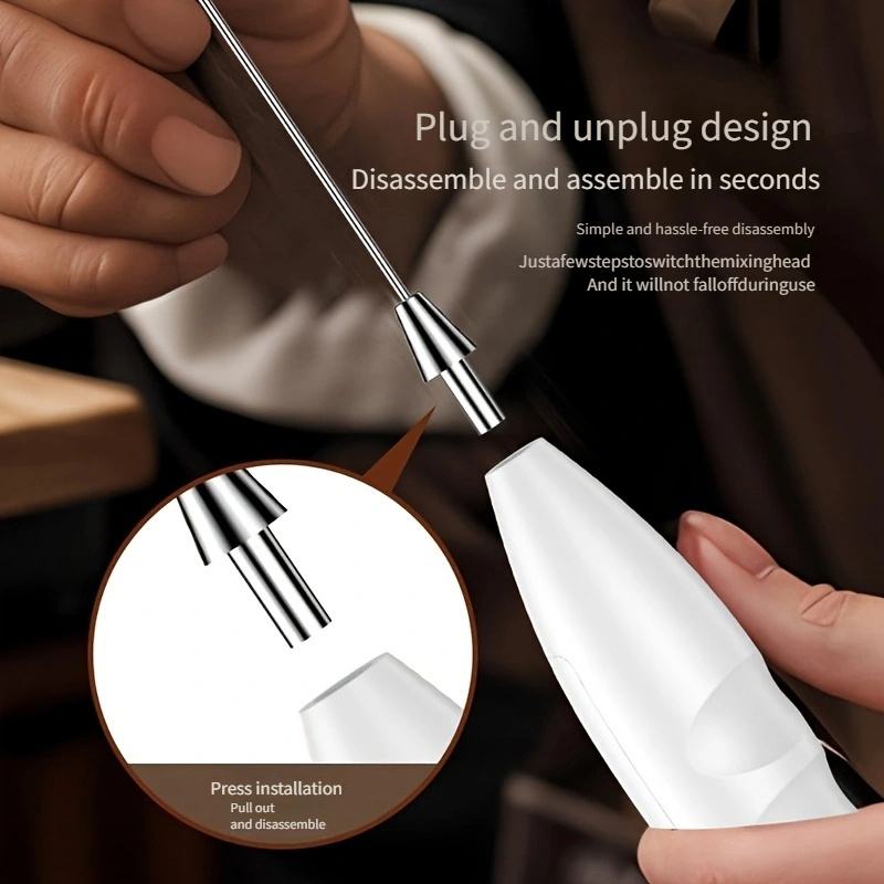 1pc Batidor Eléctrico de Mano para Espumar Leche - Portátil - Batidor de Huevos, Espumador para Café, Latte, Cappuccino, Matcha con Recipiente de Plástico Ligero, Ideal para Viajes, Camping, Picnics - Adecuado para Bebidas de Café y Té