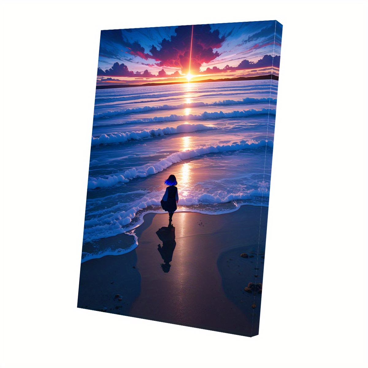 2d flat 1pc   canvas art vibrant beach sunset scene with silhouette of a   for home bedroom office wall decor ideal gift for   canvas wall art ready to hang   room decor