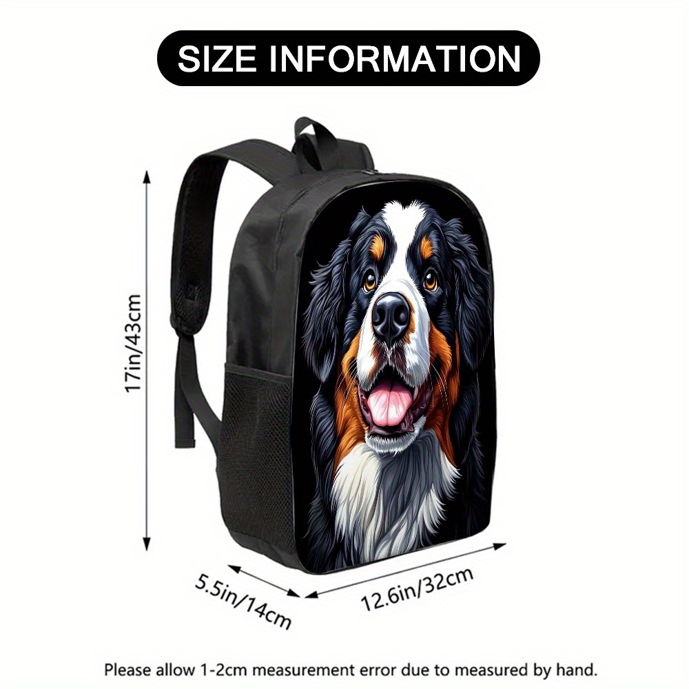 TEMU 1pc Happy Bernese Dog Backpack, Lightweight And Durable, Great For Carrying Books, Laptops, And More, For Teenager