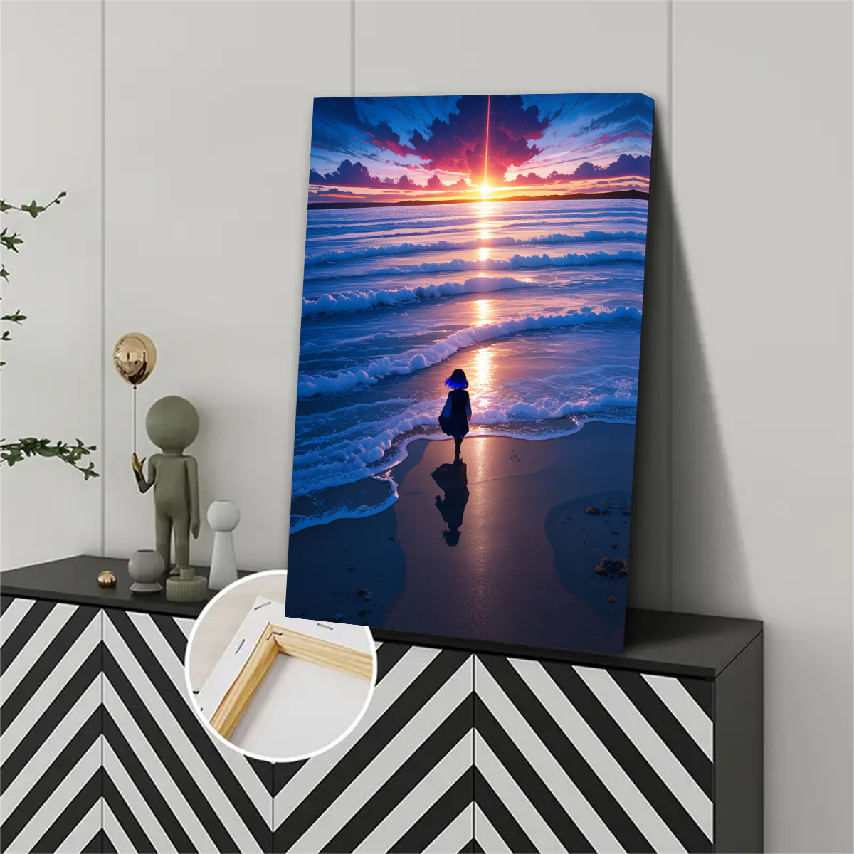 2d flat 1pc   canvas art vibrant beach sunset scene with silhouette of a   for home bedroom office wall decor ideal gift for   canvas wall art ready to hang   room decor