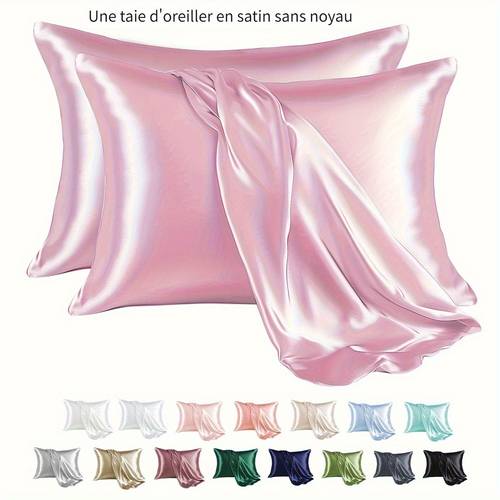 taie en satin de luxe | respirante, de , douce pour , couleur avec fermeture enveloppe, lavable en machine - indispensable pour chambre détudiant