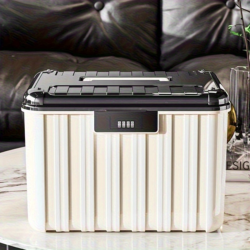 Asixxsix Abschließbare Aufbewahrungsbox – 9 Liter, Mit Zahlenschloss, Herausnehmbarer Trennwand, ABS-Material – Für Dokumente, Wertsachen, Zuhause & Büro