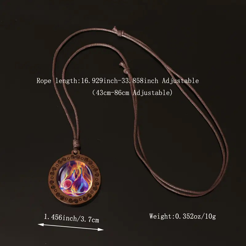 Colorful Fig Wood Pendant Necklace, Unisex
