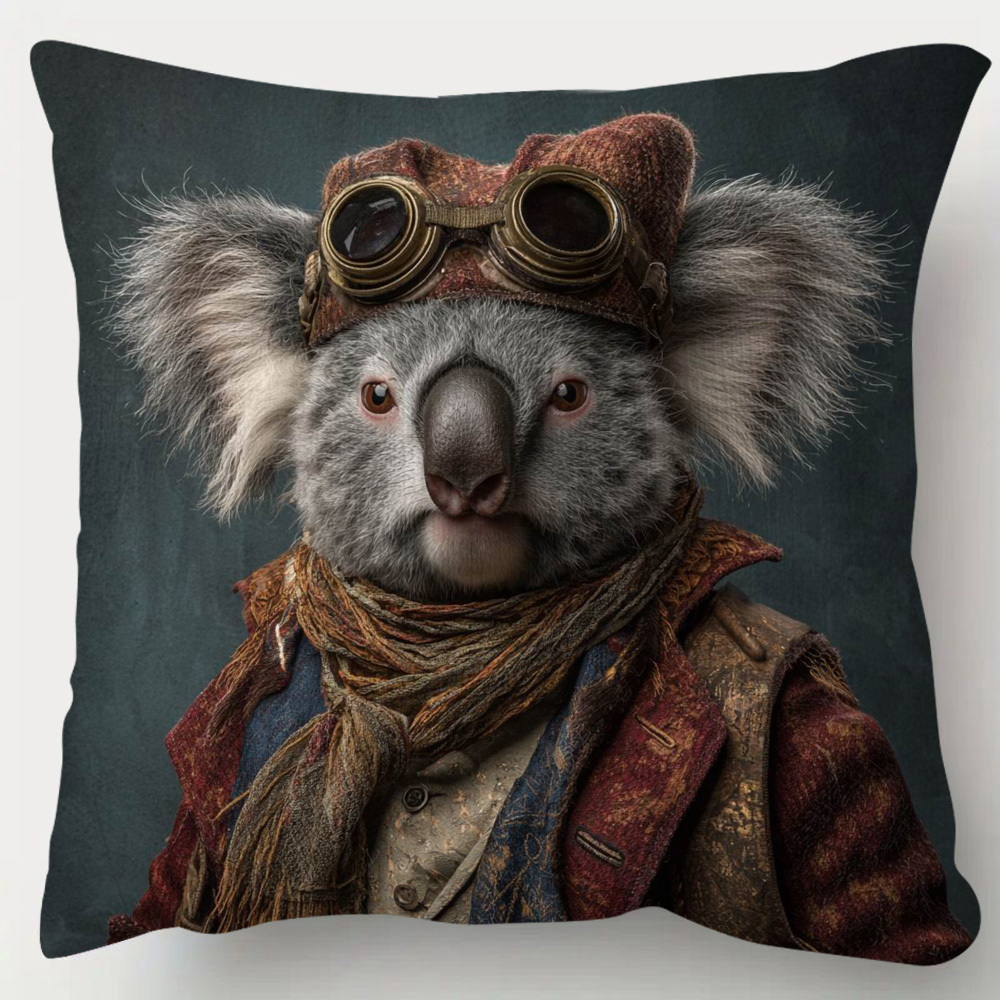 TEMU 1pc, Double-side Short Pillow Case, Koala Headed World Of Diversity Throw Pillow Covers, Fashion Pillowcase, 18inch*18inch, Suitable For Sofa,