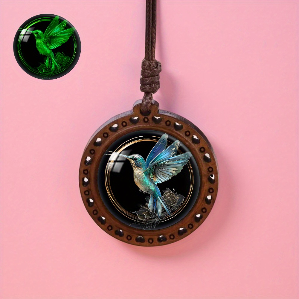 TEMU Collier pendentif en bois de vintage - Lumineux dans , veilleuse, design unisexe pour un usage et offrir en cadeau, accessoire toutes saisons