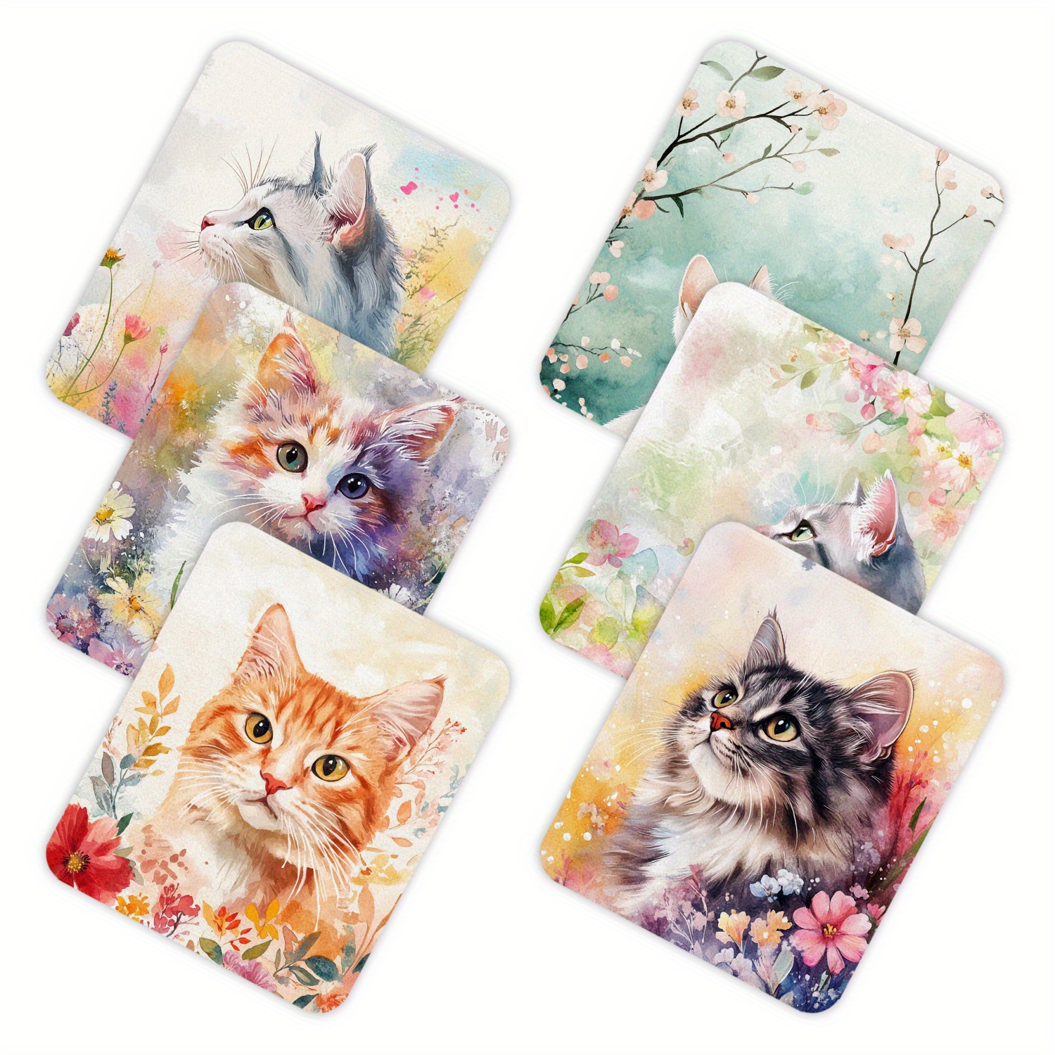 Image of 3/6pcs Eyeglass Cleaning Cloths - Reusable Scratch-free Lenses & Screens For Glasses, Phones, Lenses - Soft Polyester Fabric With Floral & Cat Designs, Phone Screen Cleaner, Design, Cleaning