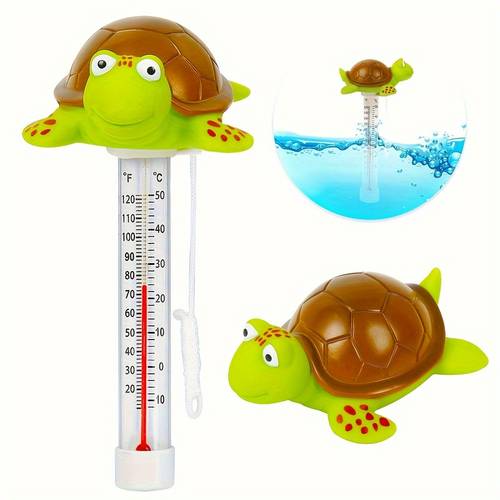 large easy to read sea turtle floating thermometer suitable for indoor and outdoor swimming pools hot tubs and aquariums featuring a thermometer without battery