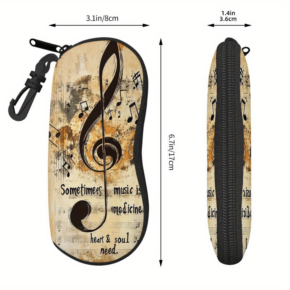 TEMU 1pc Estuche para Gafas de Diseño Nota Musical - Elegante y Portátil, para Accesorios con de Sol y Frases Conmovedoras, Ideal para Negocios,