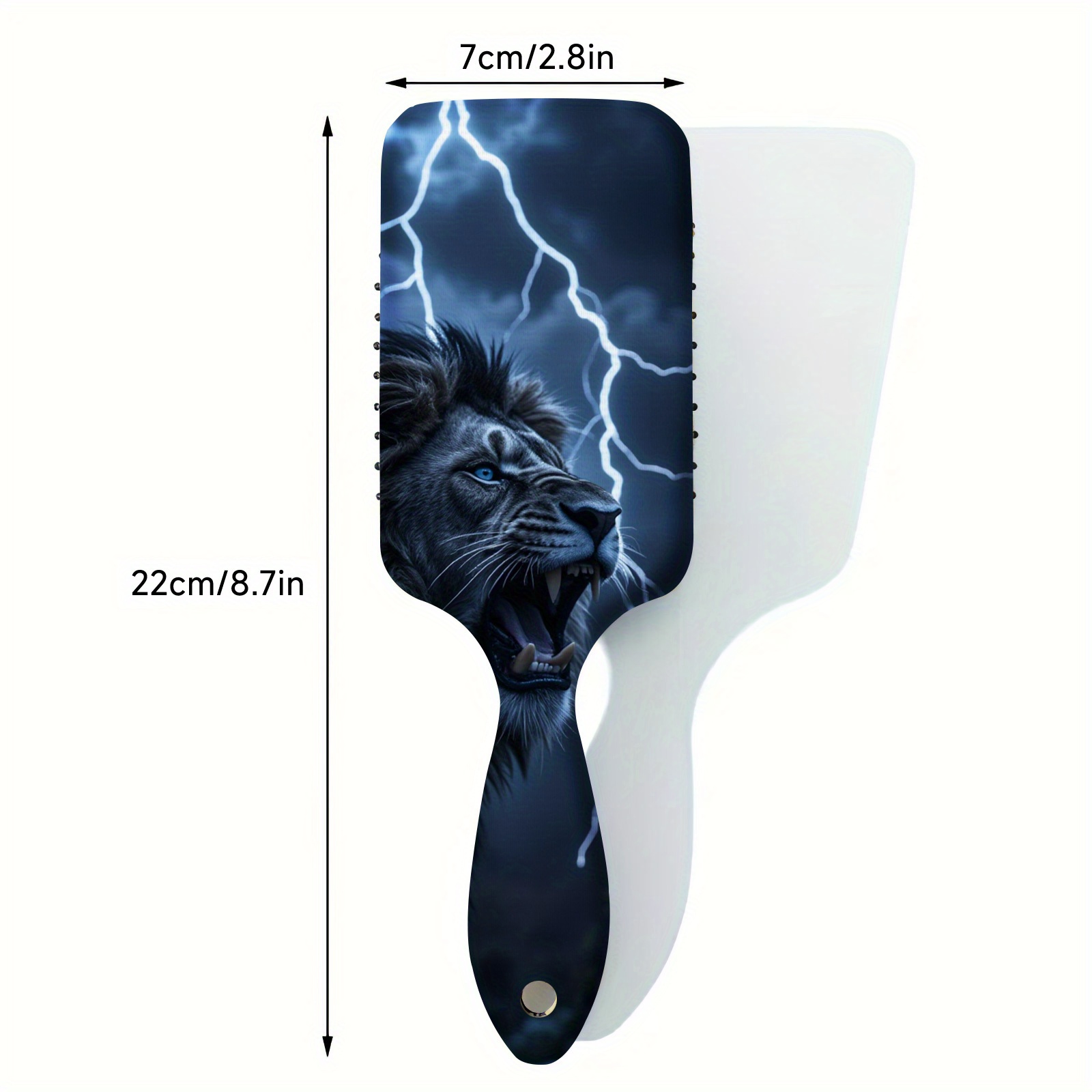 1 stuk Blauwogige Leeuw Haarborstel - met Bliksemaccent Ontwerp, Hoofdhuid Massagekam voor Nat/Droog, Krullend/Lang/Normaal Haar - Lichtgewicht Styling Borstel voor Vrouwen & Mannen, Stijlvol Badkamer Decoratie, Decoratieve Haarkam, Gladde Haren, Thuisverzorging, 2D Plat