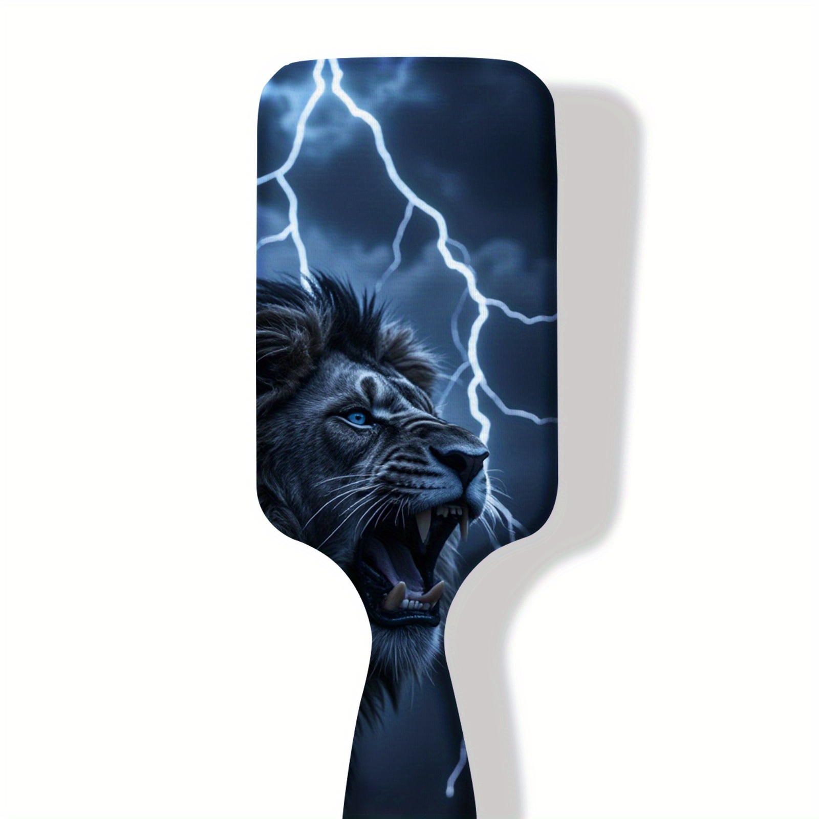 1 stuk Blauwogige Leeuw Haarborstel - met Bliksemaccent Ontwerp, Hoofdhuid Massagekam voor Nat/Droog, Krullend/Lang/Normaal Haar - Lichtgewicht Styling Borstel voor Vrouwen & Mannen, Stijlvol Badkamer Decoratie, Decoratieve Haarkam, Gladde Haren, Thuisverzorging, 2D Plat