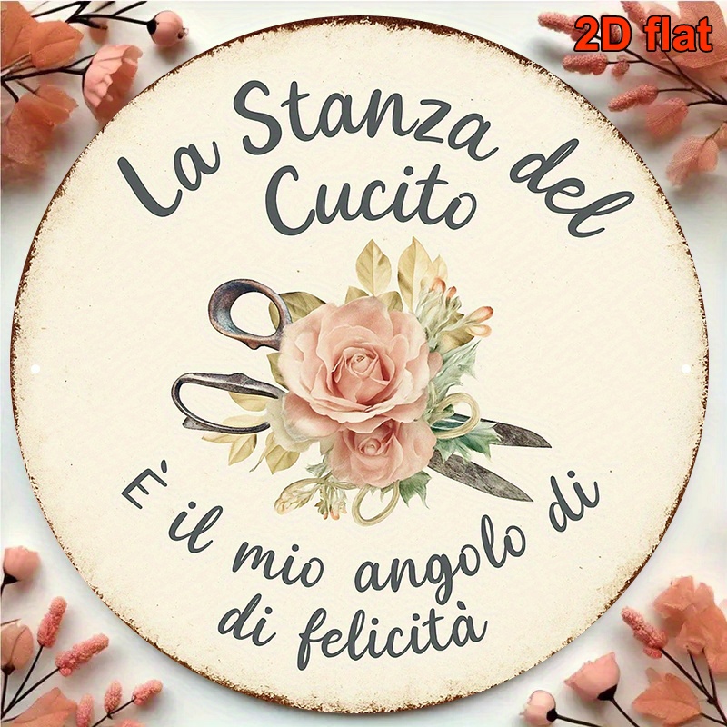 TEMU Targa da parete 2D piatta, 1 pezzo, in alluminio, a tema cucito vintage, in e inglese - "Il mio " - Insegna da 8 pollici adatta per da cucito,
