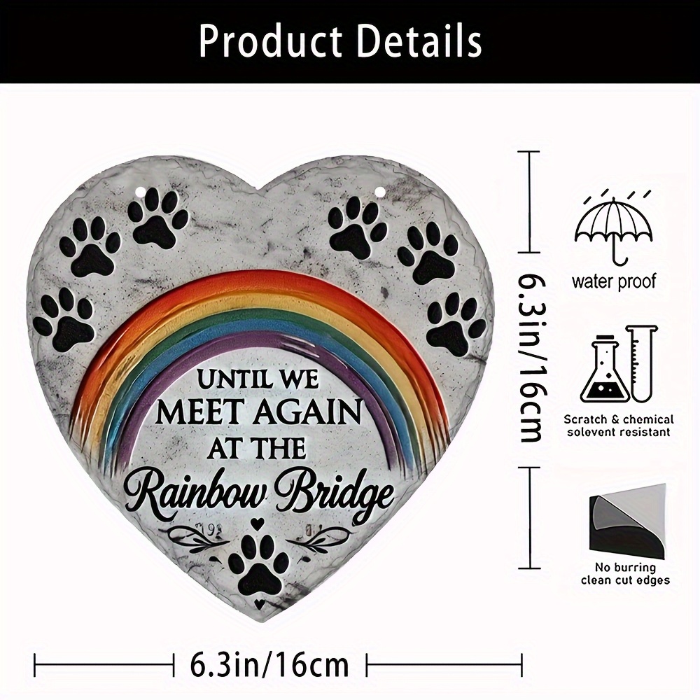 TEMU 2d Plane, 1pc Heart Shaped Resin Memorial Plaque - "goodbye Time" Design With Paw Print, Durable Wall Art Decoration For Garden And Home, Pet
