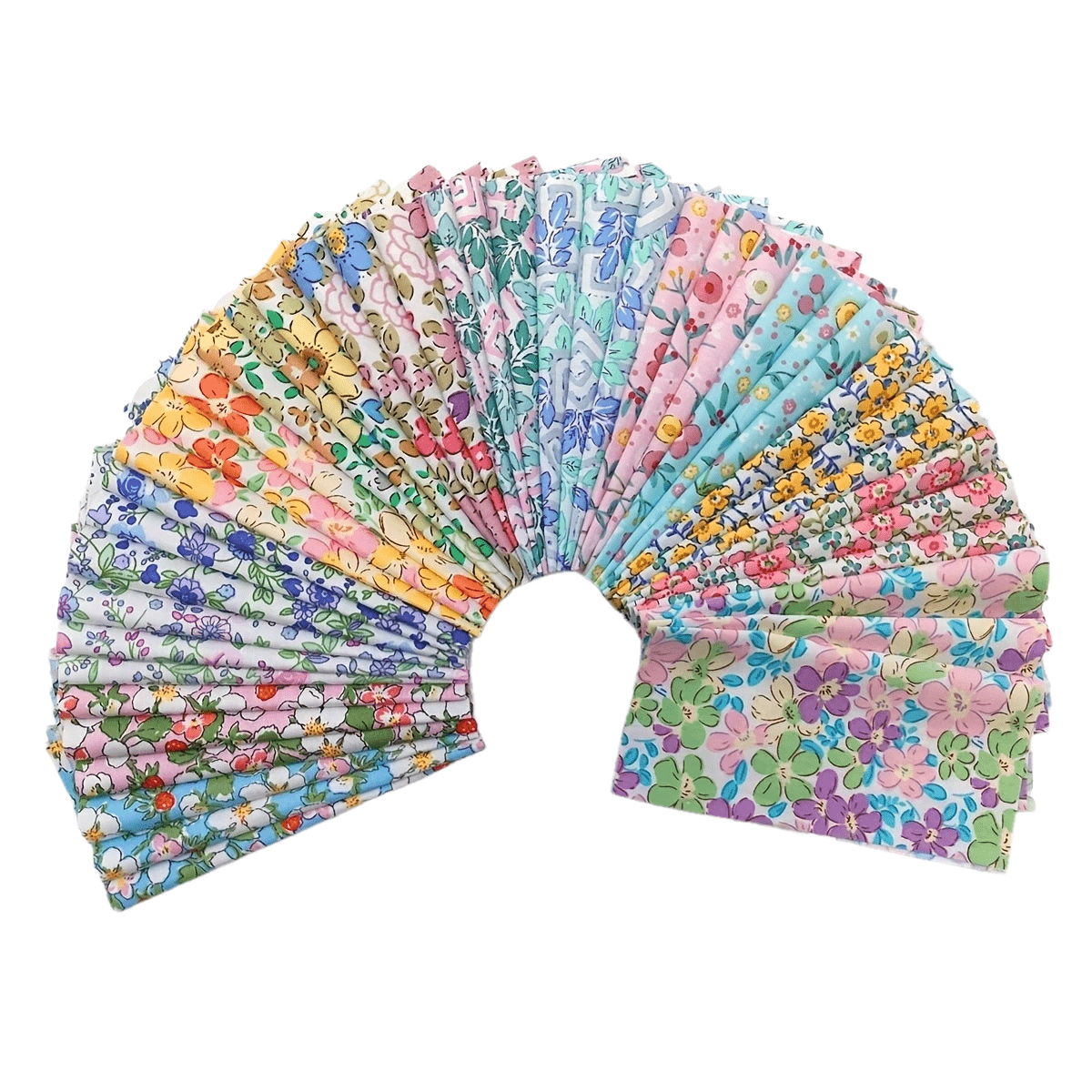 42pcs diagonal multi color floral square fabric