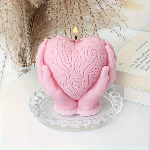 3d heart silicone mold for candles and soap making embracing with pink swirl patterns reusable craft tool for home decor romantic gifts silicone candle molds gift making heart shaped design detailed patterns