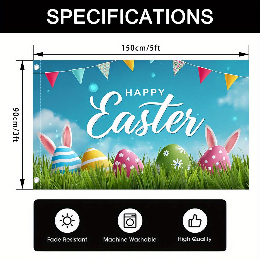 TEMU 2d Flat - 2d Flat - 1pc 2d Flat Easter Egg Outdoor Flag - Made From 100% Polyester, Farmhouse Design | Ideal For Your Yard, Porch, Or Garden