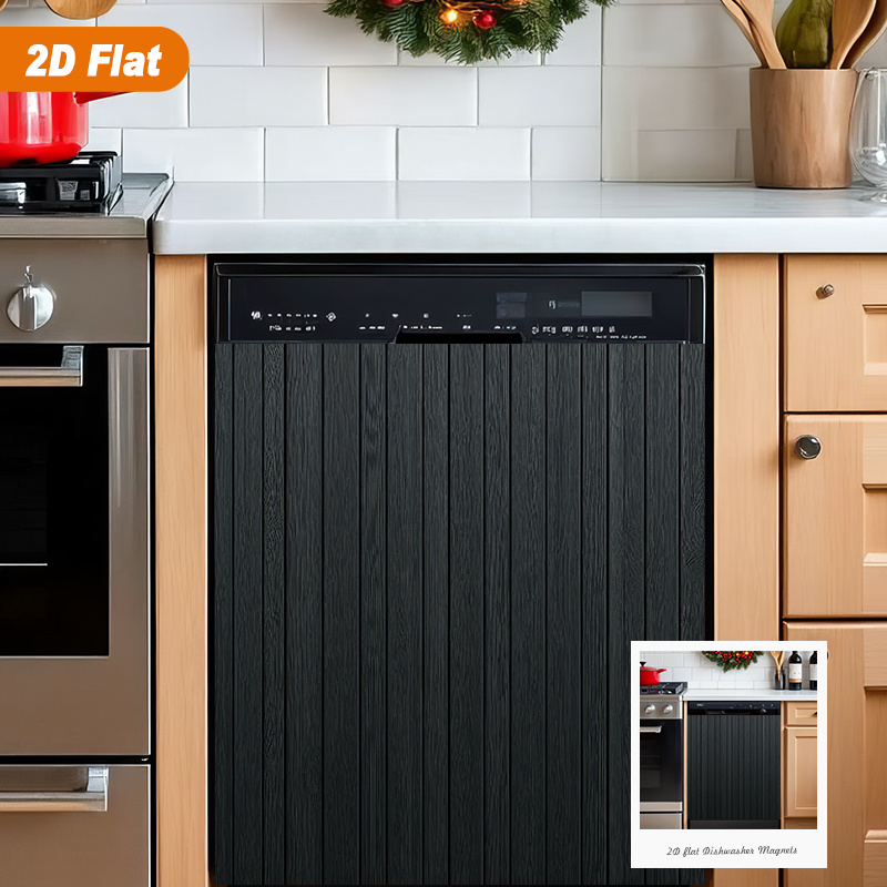 the 2d   vertical black texture magnetic dishwasher door cover sticker is heat resistant easy to clean and reusable   suitable for use in dishwashers refrigerators dryers and decorations 2d flat