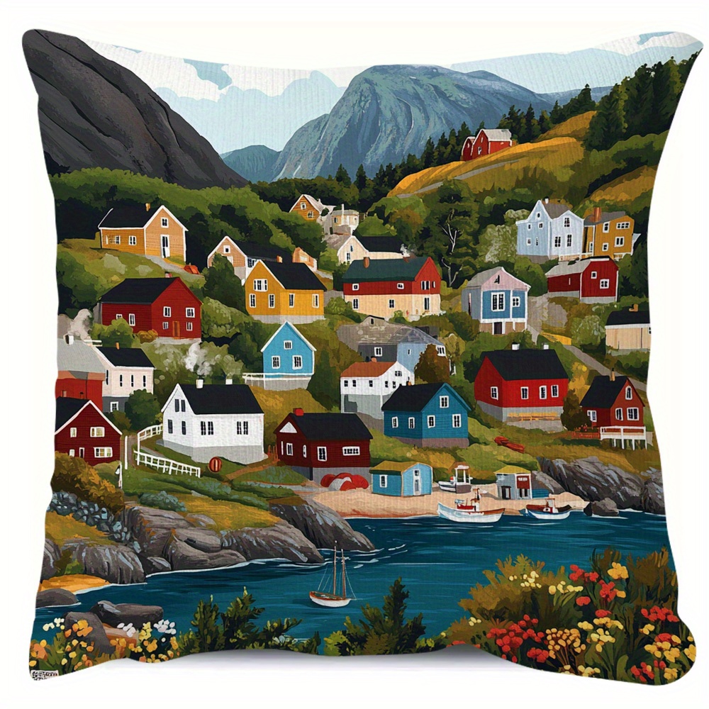 TEMU 1pc Nordic Style Fall Pillow Covers And Christmas Pillowcase Decorative Pillow Cover, 18x18 Inches Double-side Printing, Zipper, No Insert,