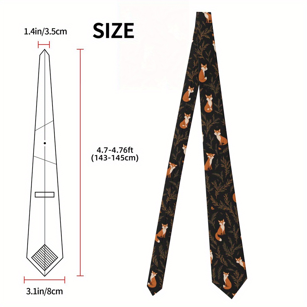 E-shop ., Herbst, Thanksgiving-Themen Herrenkrawatte, Nachtfüchse Blätter Kunstdruck Strapazierfähiges Polyester Business Geschenk für formelle
