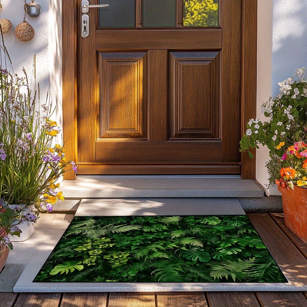 TEMU [Produit] 1 tapis de sol à motif de feuilles de palmier vertes , tapis antidérapant lavable, pour terrasse/camping-car/salon/chambre/balcon,