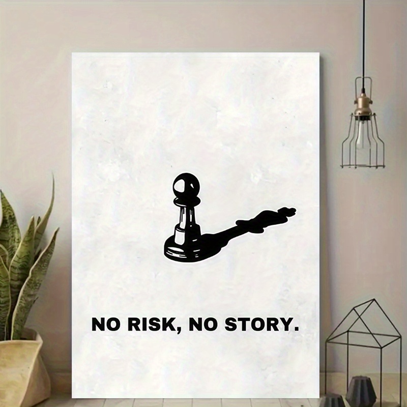 TEMU 2d Flat, 2d Flat, 15.75x23.6 Inch Frameless Inspirational Canvas Art Print - , No Story - Chess Design, Modern Minimalist Wall Decor, Suitable