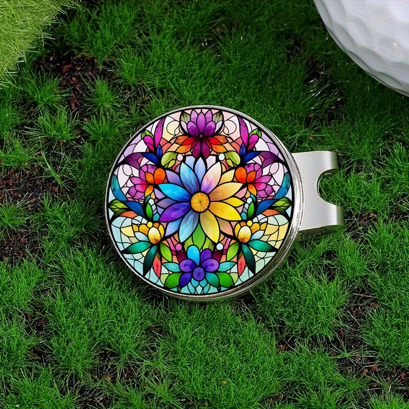TEMU A Fashionable Stained Glass Window Featuring A With Vibrant Colors, In A Circular Layout, Serves As A Hat Clip And Iron Golf Ball Marker