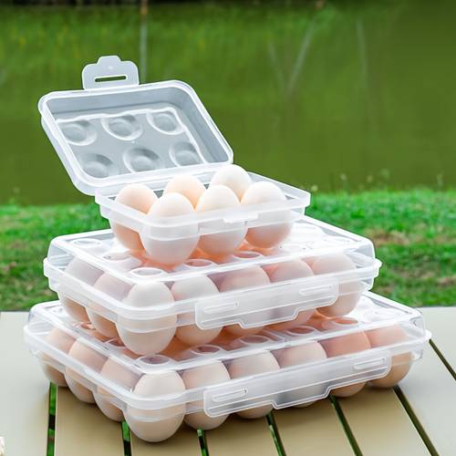 6 15 24 grid stackable egg storage box shockproof transparent pp plastic dishwasher safe and durable with clip closure portable square refrigerator storage box reusable household organizer firm sealing kitchen essential