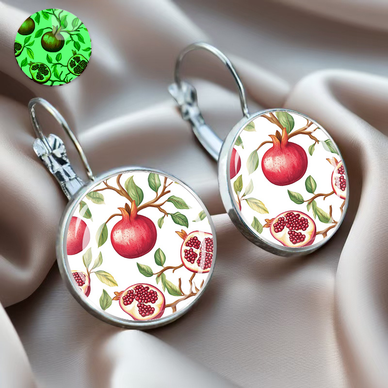 TEMU Aretes con Diseño de y Follaje, Estilos Fluorescentes y Luminosos, Material de Aleación con Incrustaciones de Vidrio, un Regalo de Moda para