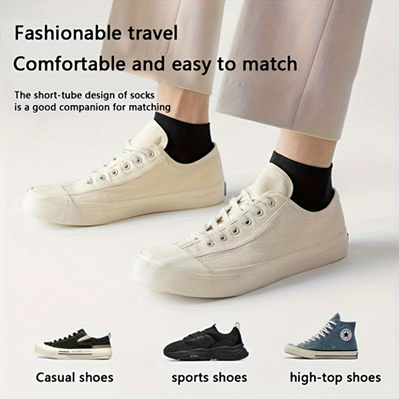 10 Pairs Men's Invisible Seamless Socks - Breathable Moisture-Wicking Comfort, Solid Color Sports & Casual Socks in Black, Grey, White