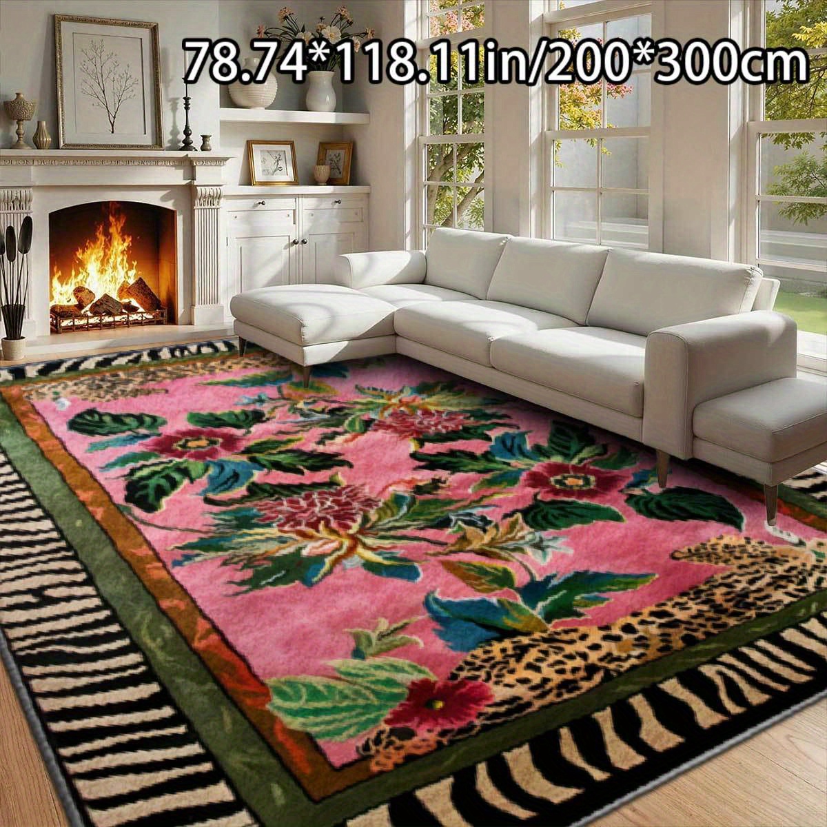 TEMU [ ] [velvet   Dot Plastic Bottom] 1pc Decor Rainforest Floral Dream Pattern Versatile Decorative Style, Living Room Carpet, Sofa Cushion, Door