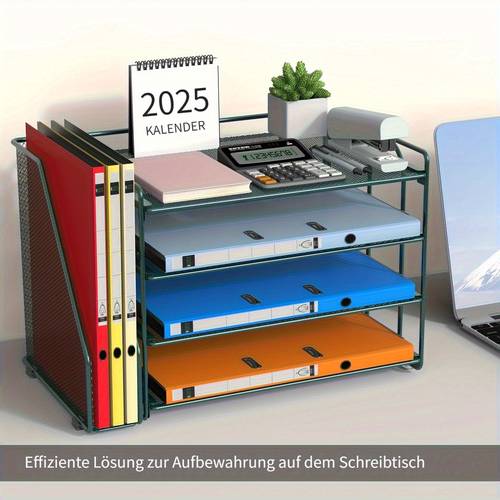 1 stück metall schreibtisch-organizer mit aktenorganisator, mehreren fächern & regalen für bürobedarf, taschenrechner & pflanzen - langlebiges multifunktionales home office zubehör (schwarz/weiß/rosa/blau/grün), schreibtischzubehör, materialhalter, elegantes design, robuste regalkonstruktion, arbeitsplatz-essentials, minimalistisches design, langlebiges material, unternehmensarbeitsplatz