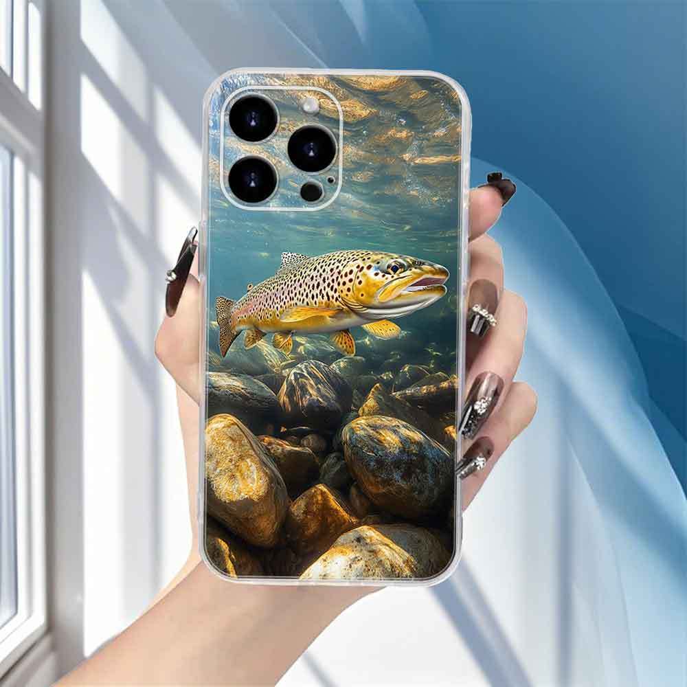 TEMU Phone Case: 1 Trout In Water A Slim And Lightweight Tpu Phone Case Modern , Perfect For Travel, Graduation Season Gifts, And Daily Use On 16 15