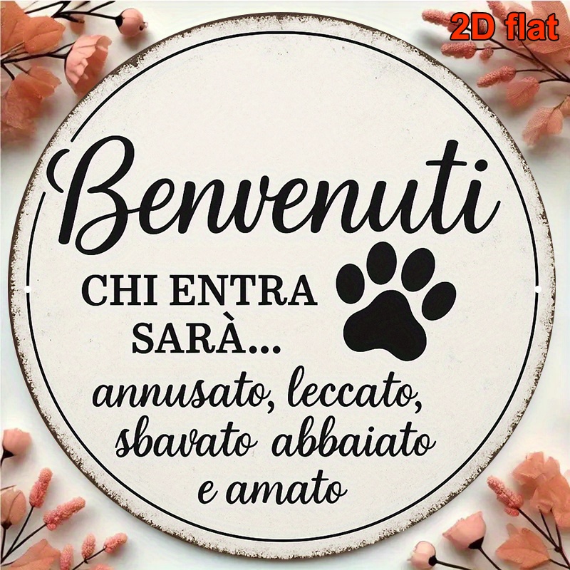 TEMU Targa piatta 2D, in alluminio da 20,32X20,32 cm con scritta in ", sarai annusato, , abbaiato", a tema animali domestici, stile vintage, perfetta