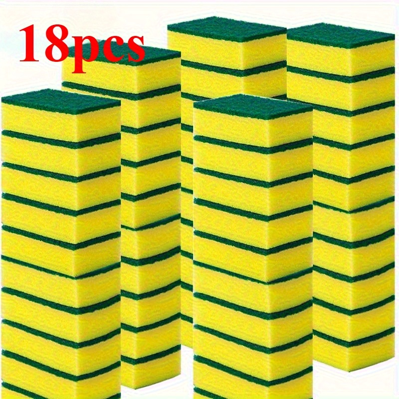18/36pcs Square Multi-Purpose Kitchen Cleaning Sponge - Highly Absorbent, Rust and Oil Removal, Dual Layer Design, Suitable for Utensils, Cookware, and Furniture