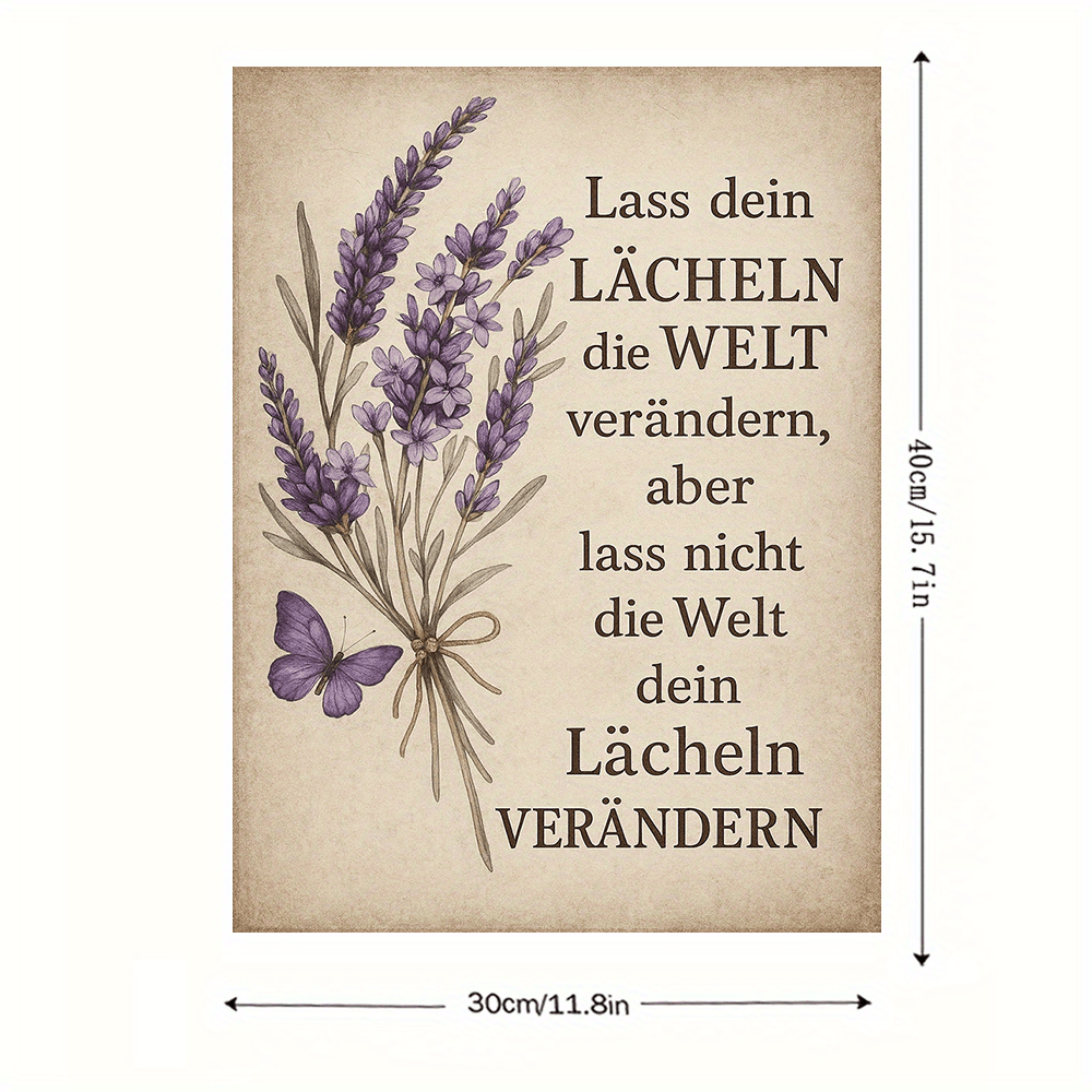 TEMU 2d Flat, 2d Flat, 1pc, Lavender And Wood Frame Canvas Wall Art - Vintage Style And Natural Elements Wall Decoration, Suitable For Living Room,