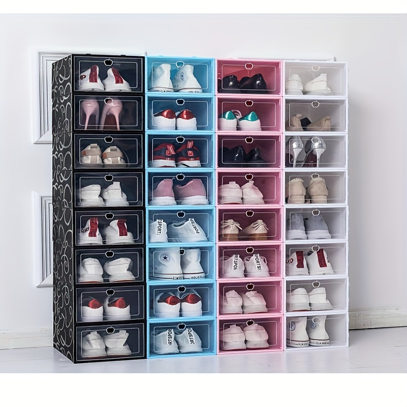 transparent plastic shoe storage boxes lids space Temu Bahrain