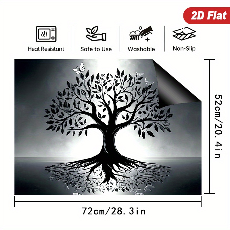 TEMU 1pc Cubierta versátil con diseño 2D Árbol de , medidas 72x52cm, para estufas, cocinas de inducción y placas cerámicas, previene arañazos, fácil