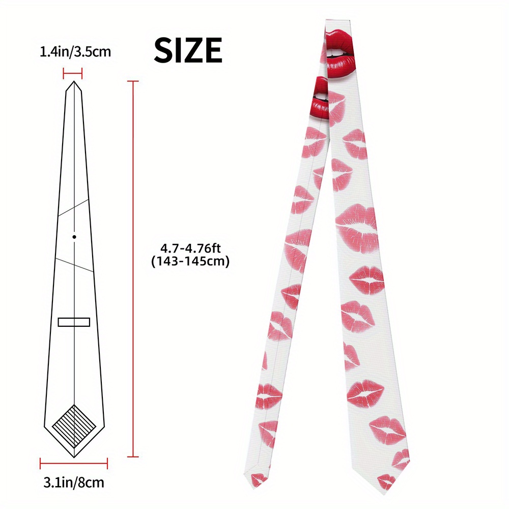 TEMU 1pezzo Stile Baci Stampa - 8cm Largo, Poliestere Premium, Divertente e Moderno Design per e Donne, per , Decorazioni Natalizie e Regali per