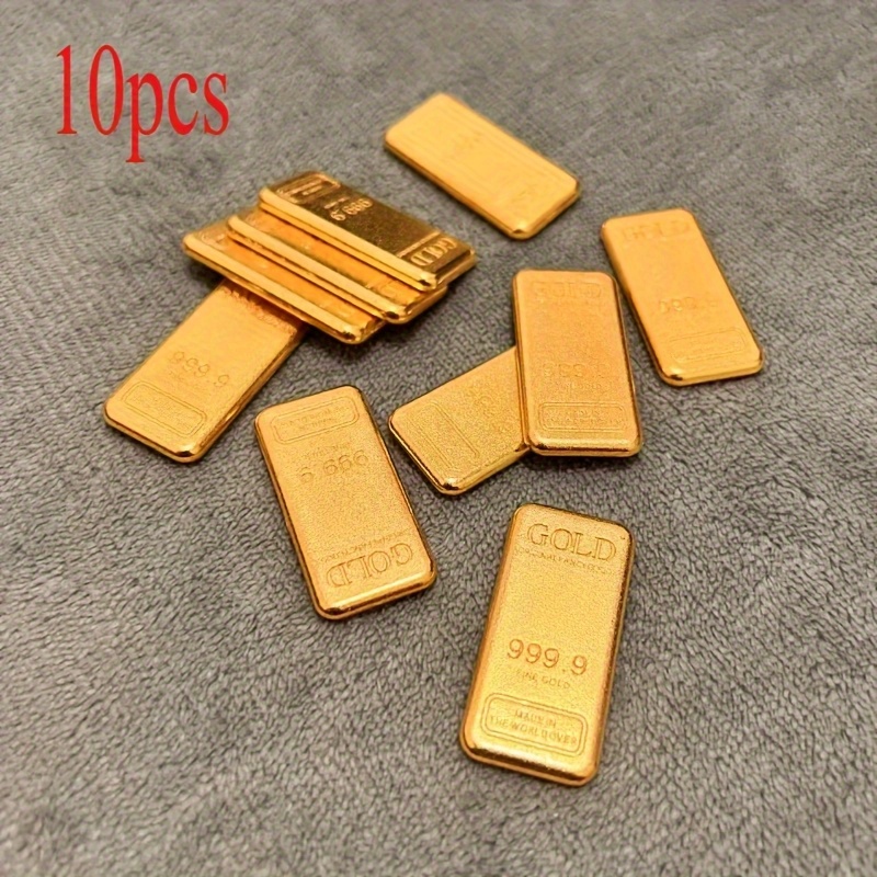 TEMU 10pcs Golden Bars - Replica Wealth Bars, Elegant Glossy Finish For Home/office Decor, Birthday/christmas/valentine's Gifts - Luxury Decoration