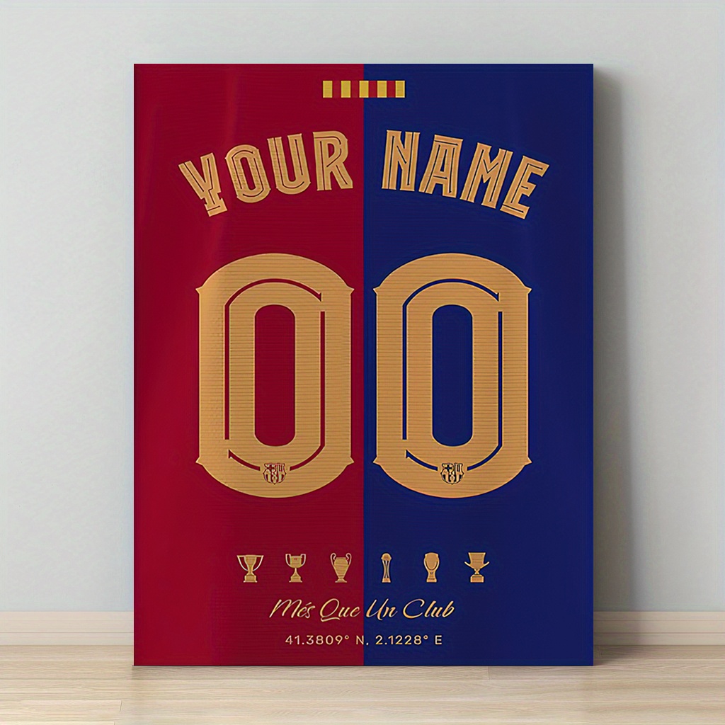 football jersey canvas art   red   colors with golden accents soccer trophy decor for game room living room ideal gift for   flat 2d painting prints soccer room decor elegant wall piece 2d flat   room decor 0