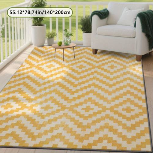 800 grams per dotted plastic outdoor carpet yellow base with geometric pattern rug home decor carpet large living room rug sofa mat entrance mat coffee table mat bedroom carpet